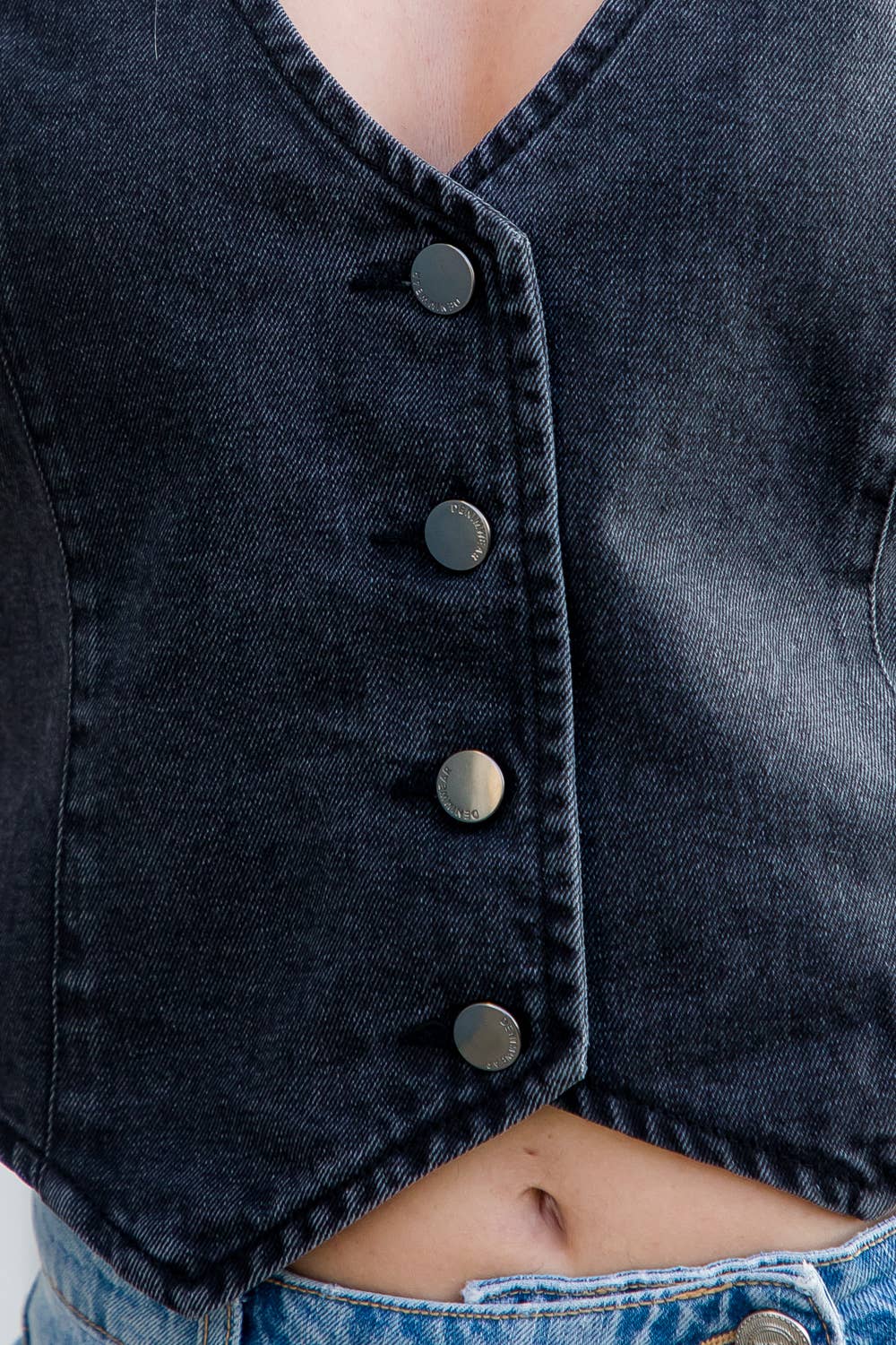 Washed Denim Fitted Vest