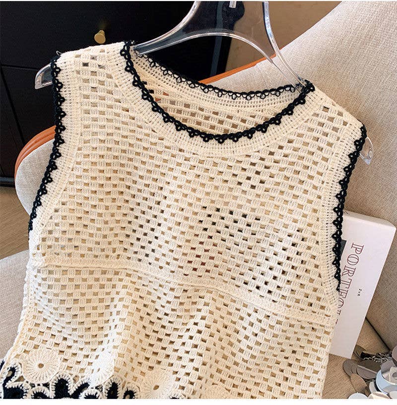 Floral Crochet Knit Tank Top