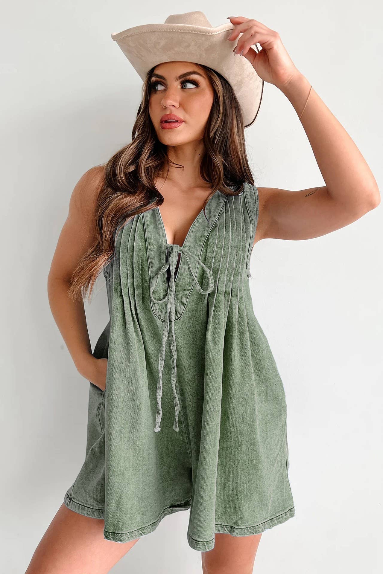 Sleeveless Top & Shorts Denim Jumpsuit