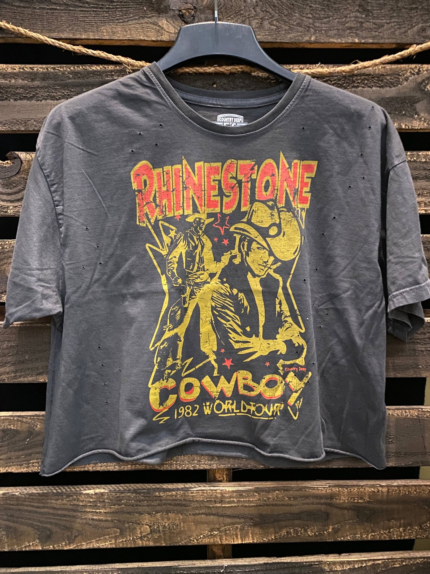 Cropped T- Shirt- Rhinestone Cowboy