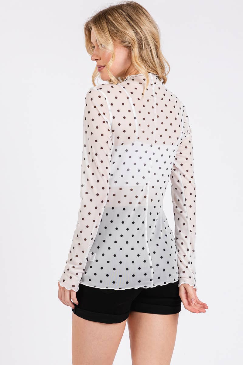 Mesh Top- Polka Dot