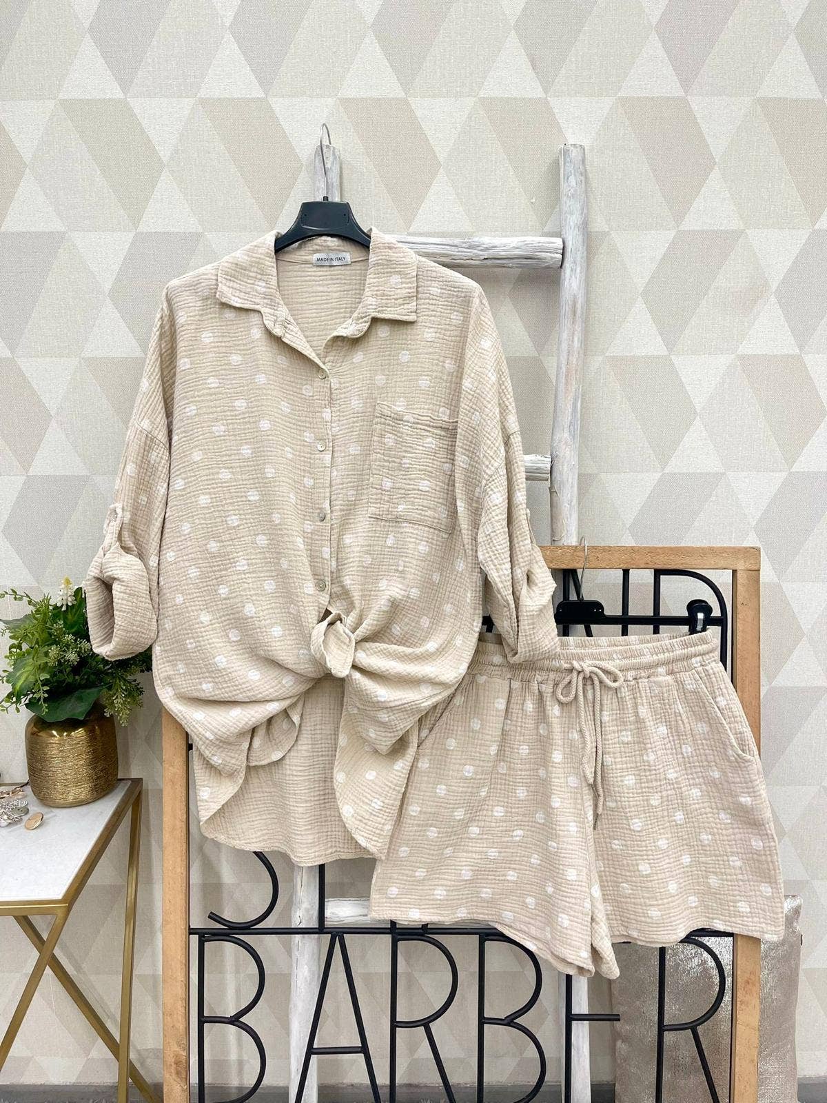 Set- Gauze Cotton Polka Dot