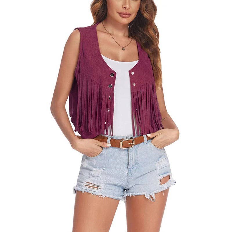 Cropped Fringe Vest