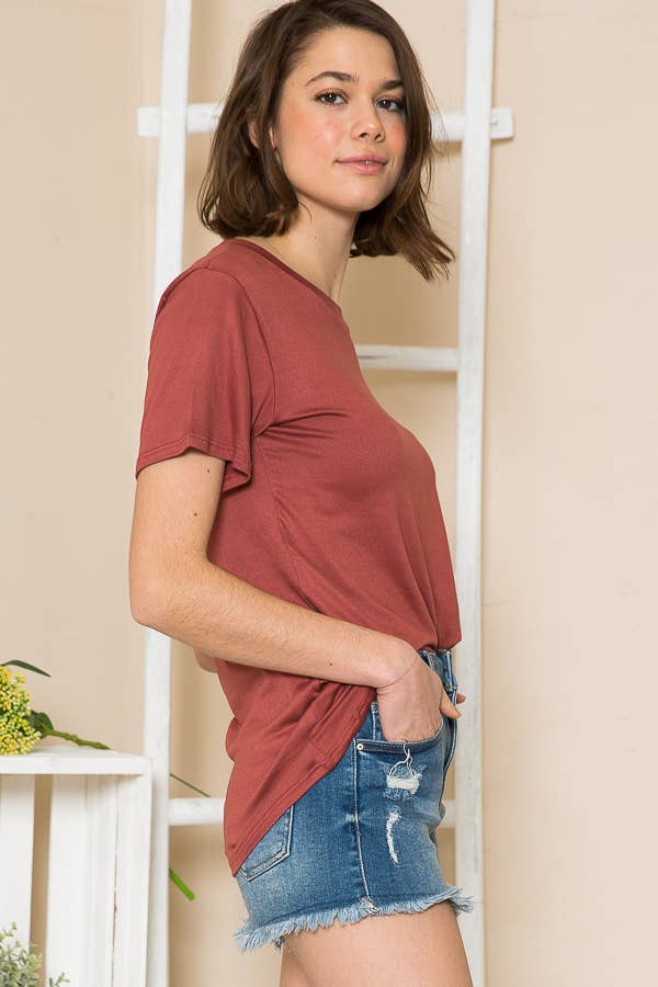 SUPER SOFT BASIC SOLID SHORT SLEEVE TOP
