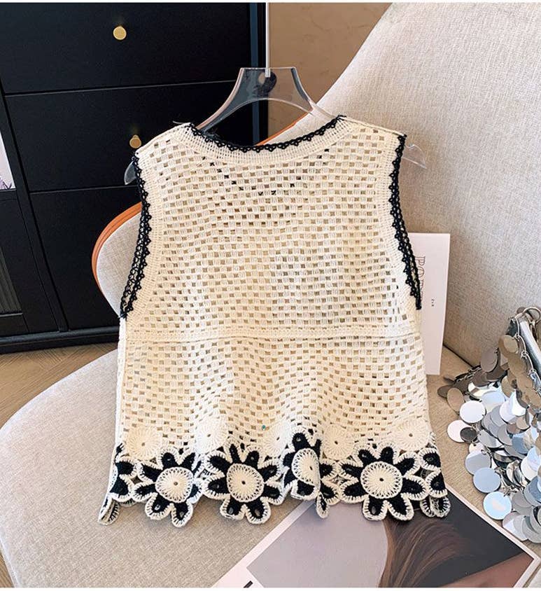 Floral Crochet Knit Tank Top