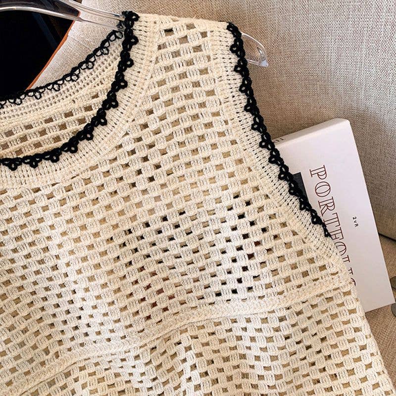 Floral Crochet Knit Tank Top
