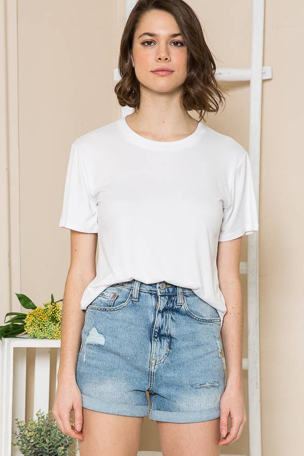 SUPER SOFT BASIC SOLID SHORT SLEEVE TOP