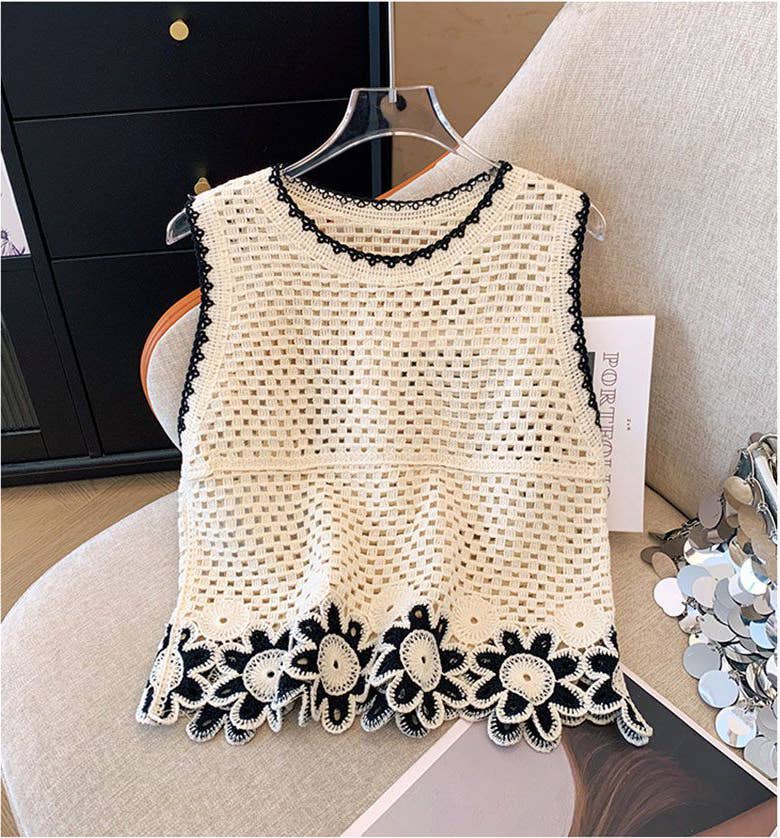 Floral Crochet Knit Tank Top