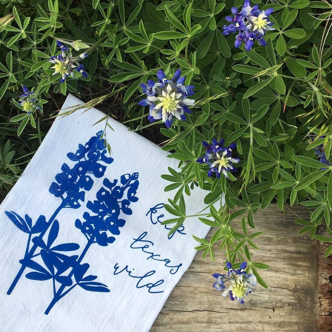 Texas Bluebonnets Flour Sack Tea Towel