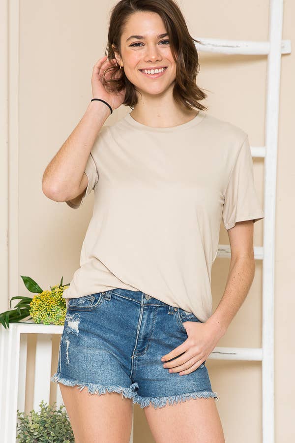 SUPER SOFT BASIC SOLID SHORT SLEEVE TOP