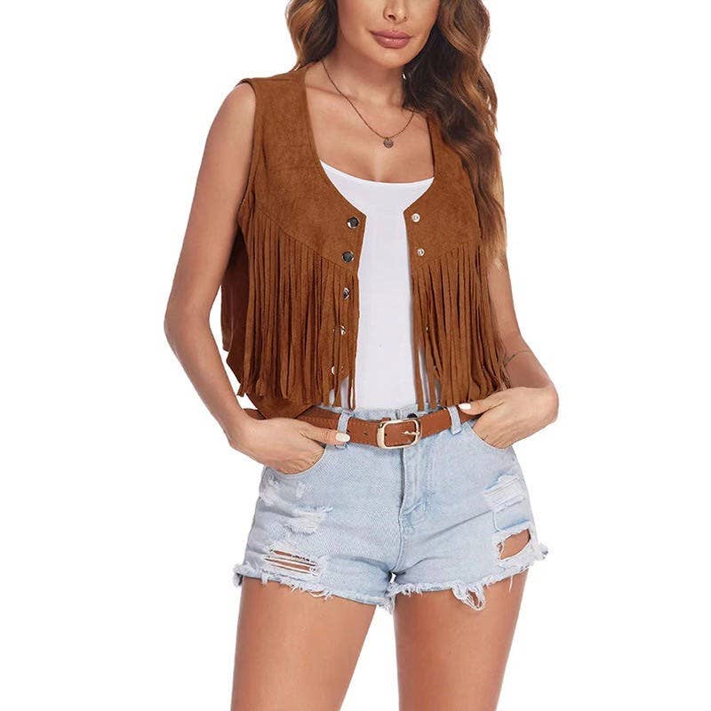 Cropped Fringe Vest