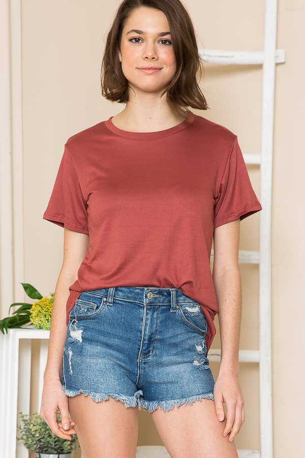 SUPER SOFT BASIC SOLID SHORT SLEEVE TOP