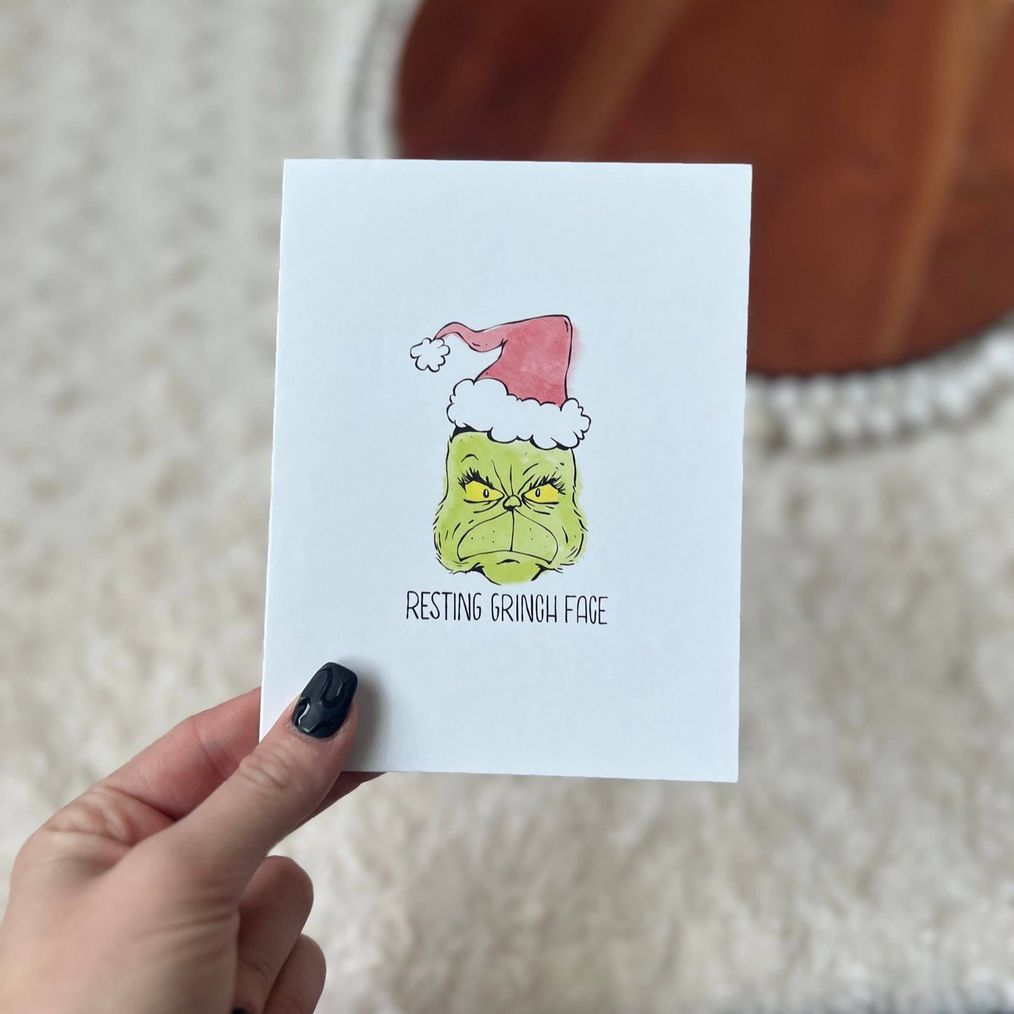 Holiday Greeting Card - Resting Grinch Face