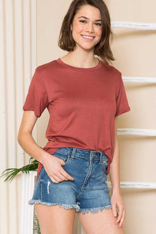 SUPER SOFT BASIC SOLID SHORT SLEEVE TOP