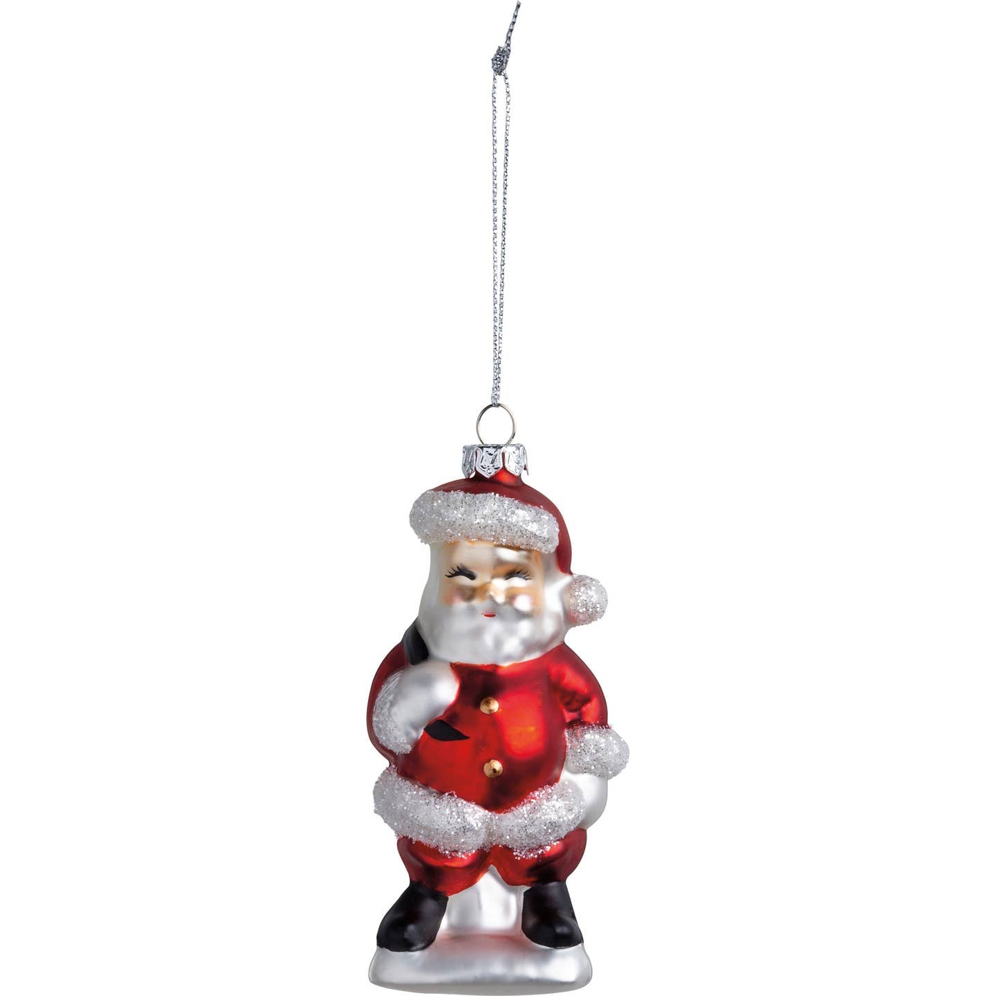 Glass Santa Ornament