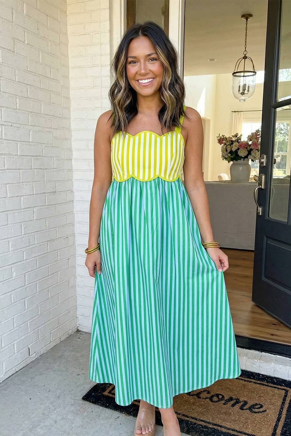 Dress- Striped Patchwork Midi