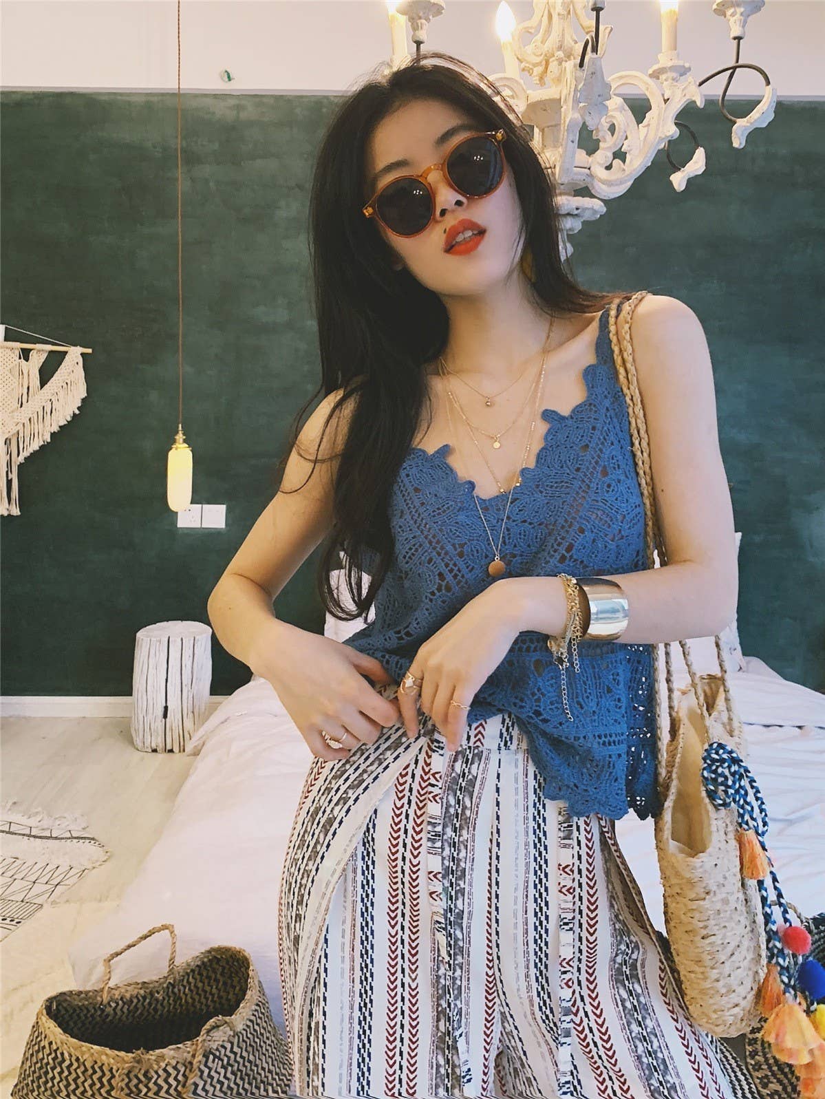 Boho Lace Crochet Halter Top