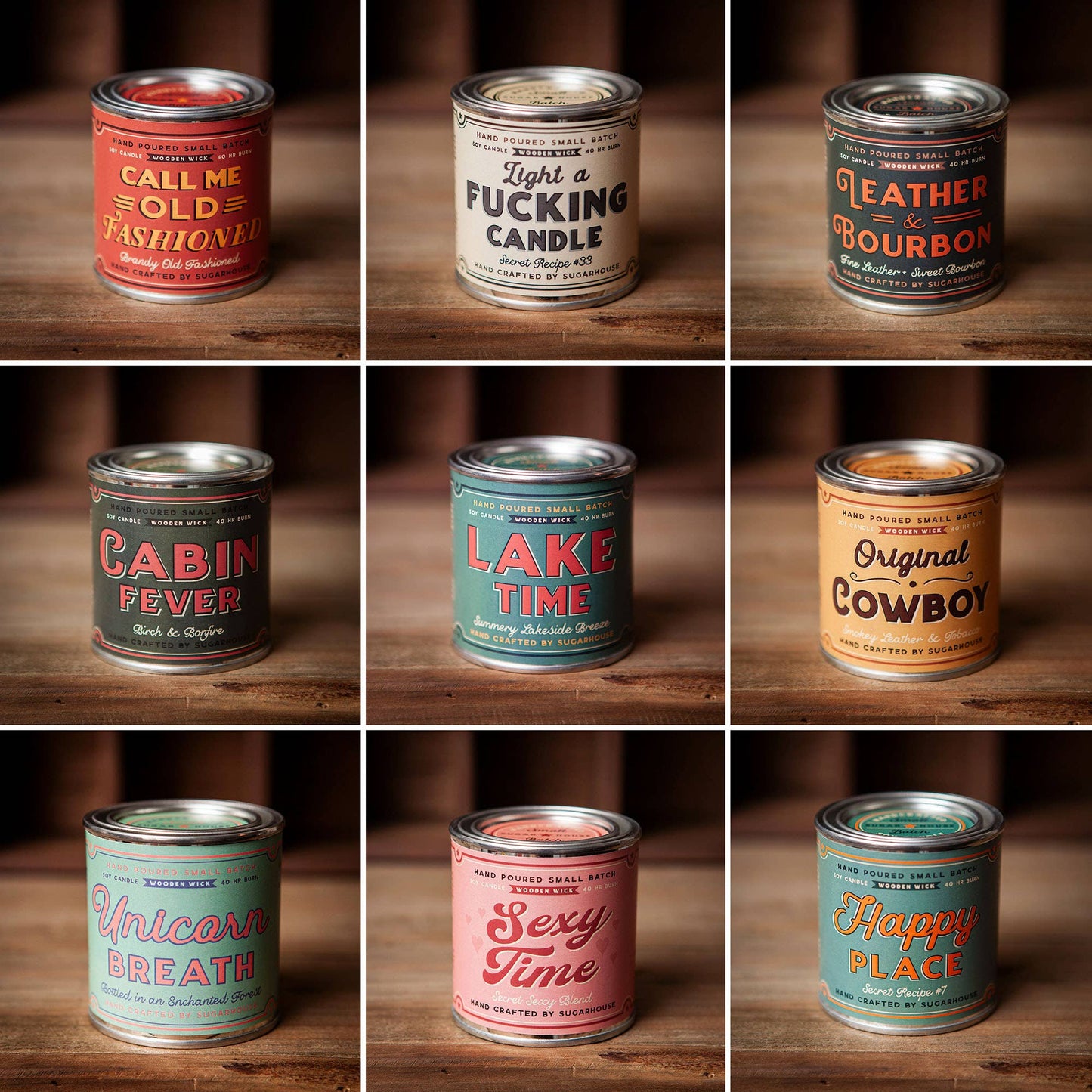 Candle - Soy with Wooden Wick - Leather & Bourbon