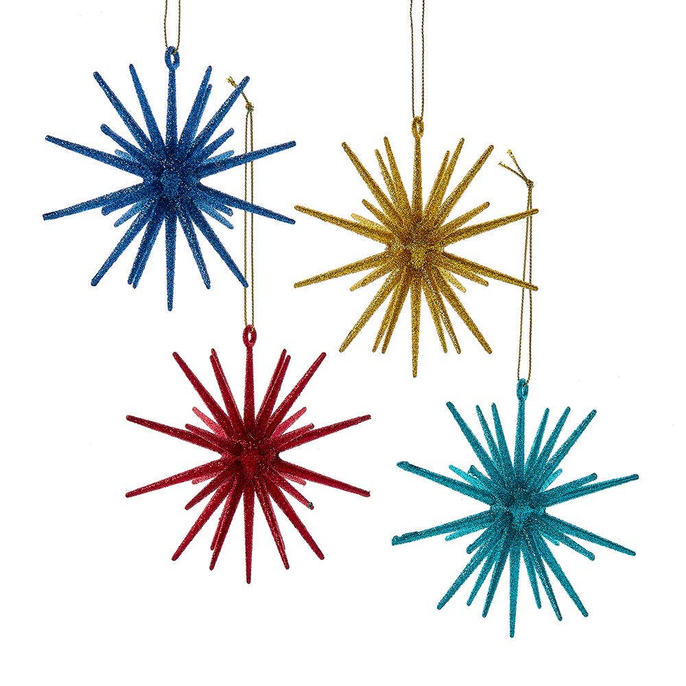 Ornament- PLASTIC GLITTER STARBURST