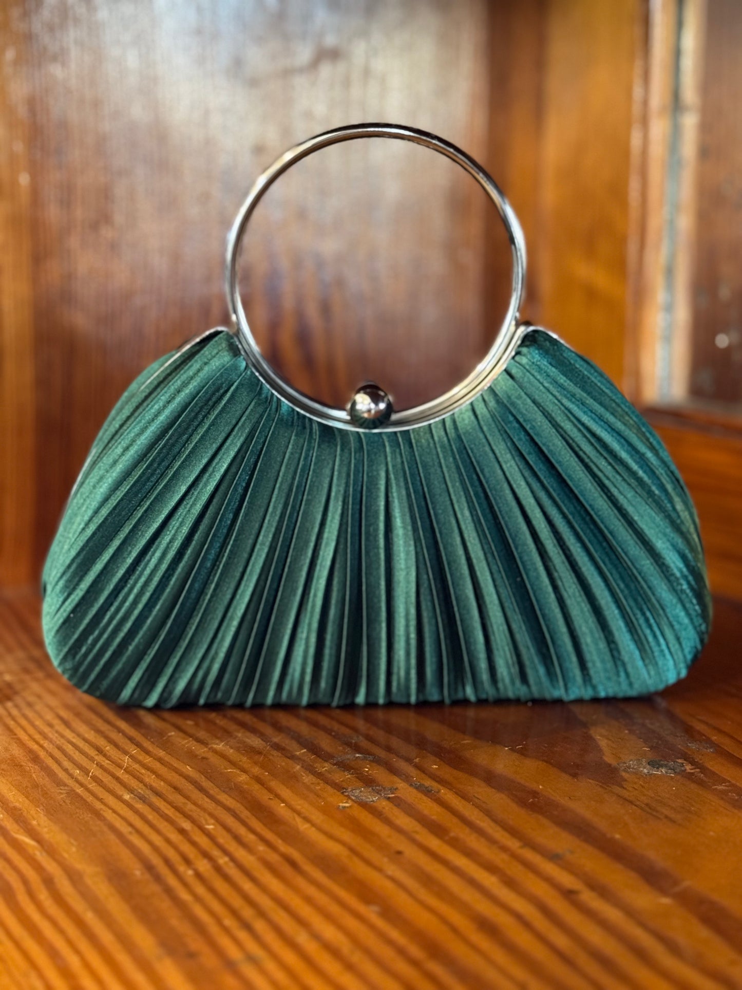 Holiday Handbag - Green Satin