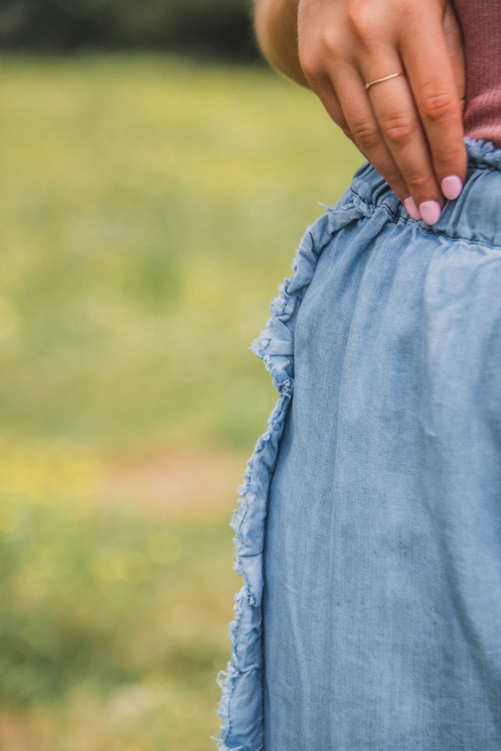 Ruffle Wide Leg Jeans