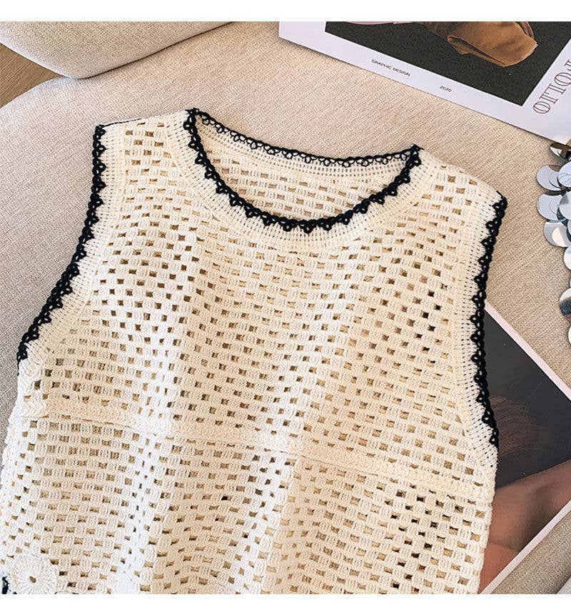 Floral Crochet Knit Tank Top