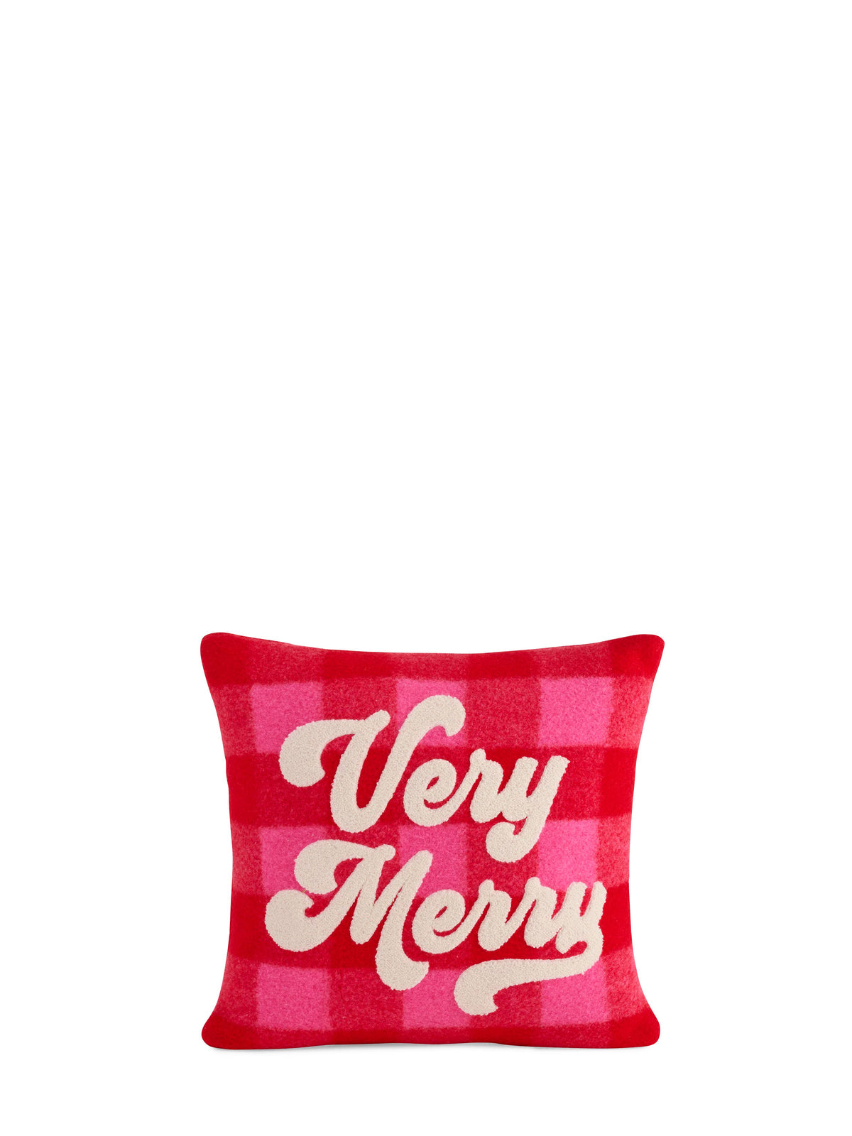 Pillow - "Very Merry" Plaid Red