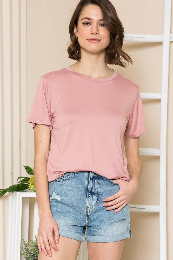 SUPER SOFT BASIC SOLID SHORT SLEEVE TOP