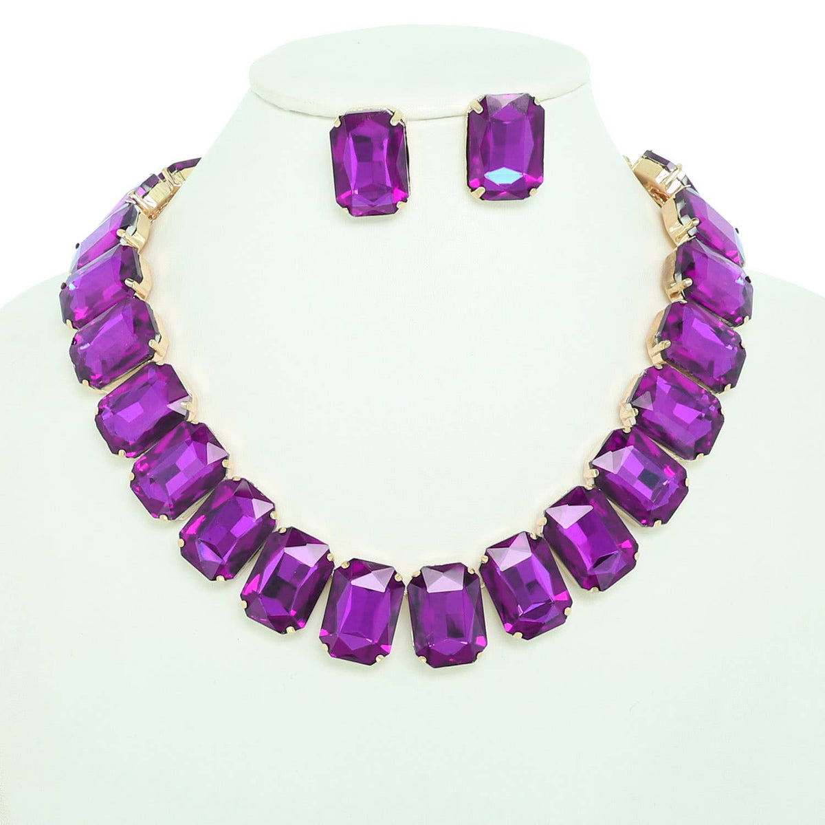 Necklace Set - Crystal Cut Collar with Matching Earring