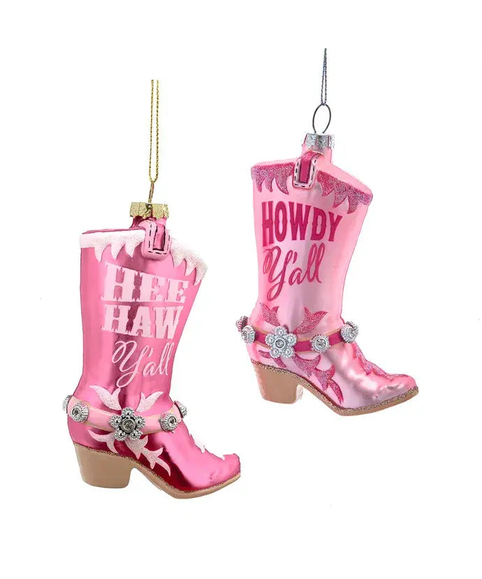 Ornament-Glass Pink Cowgirl Boots