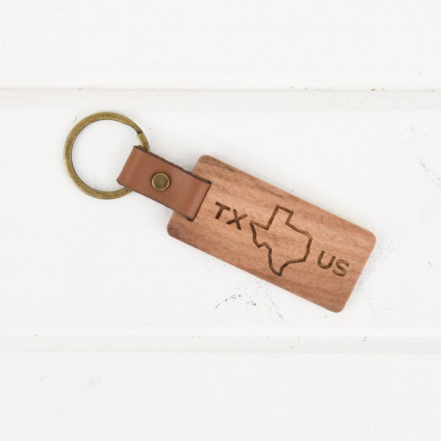 Keychain - Texas Wood/Leather