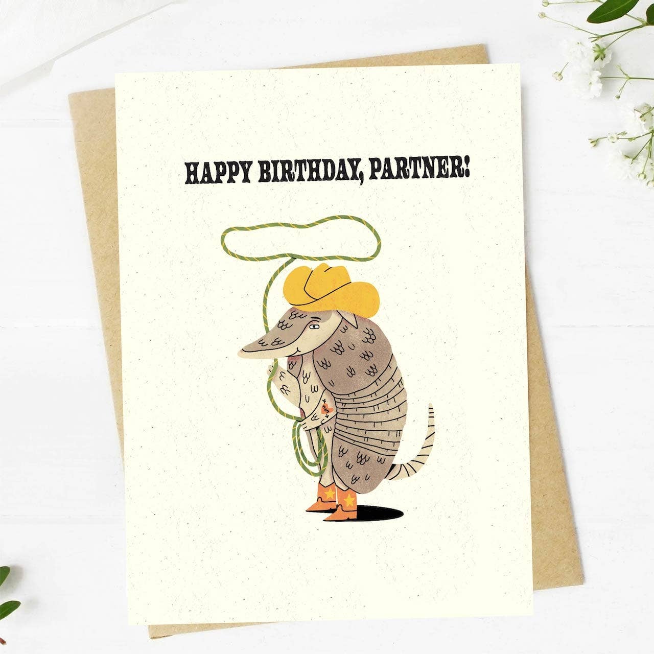 Greeting Card - "Happy Birthday, Partner" Armadillo