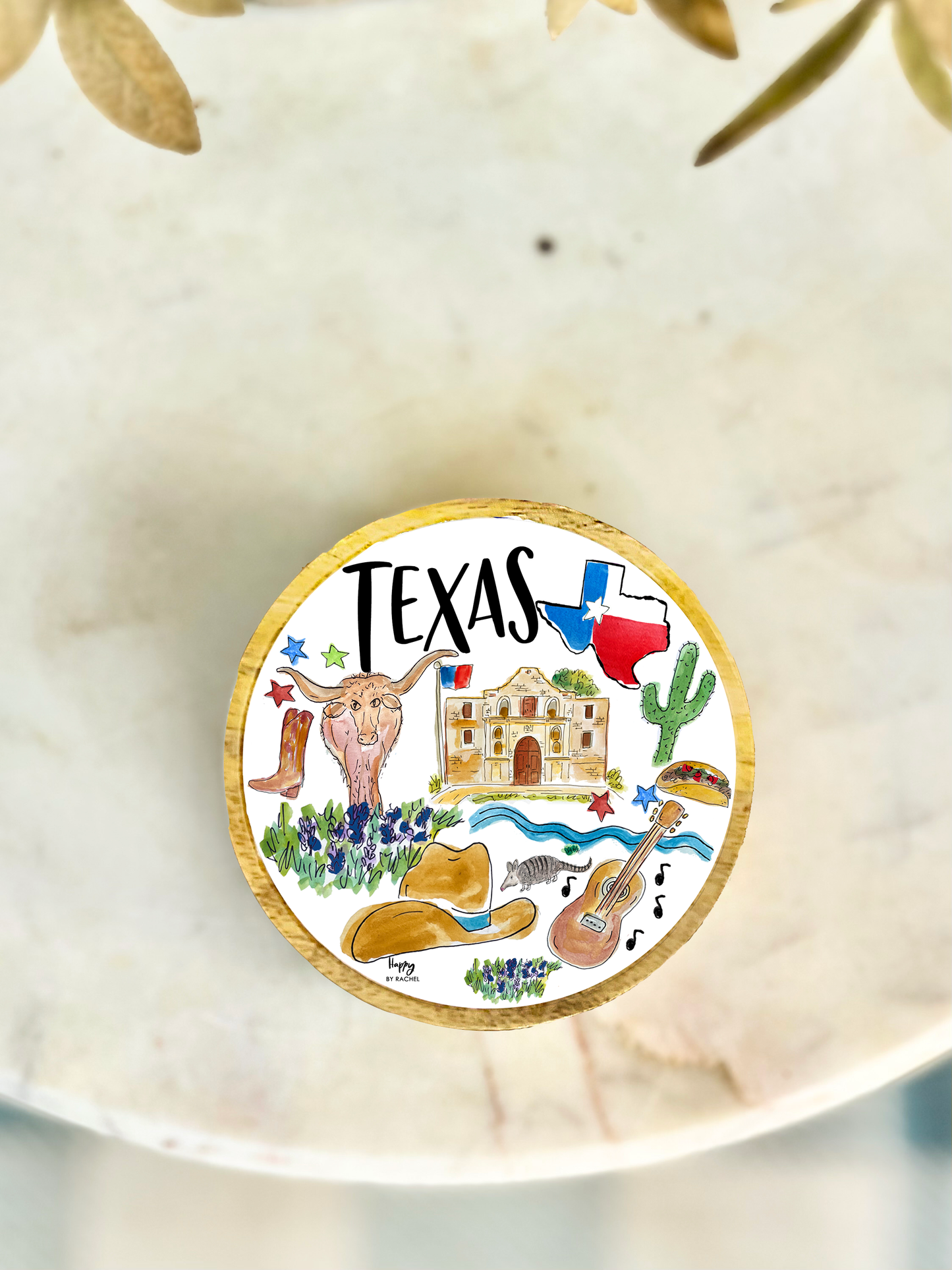 State of Texas Wood & Enamel Tray