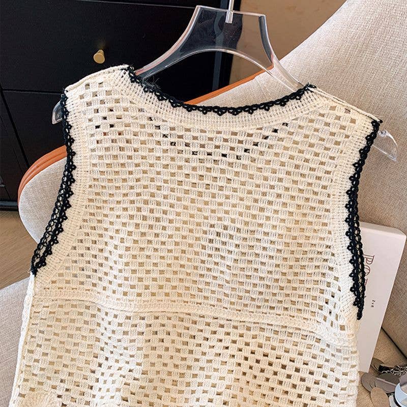Floral Crochet Knit Tank Top