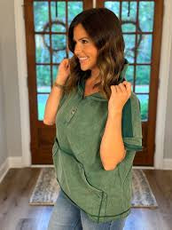 Top - Hunter Green Raw Edge Hoodie