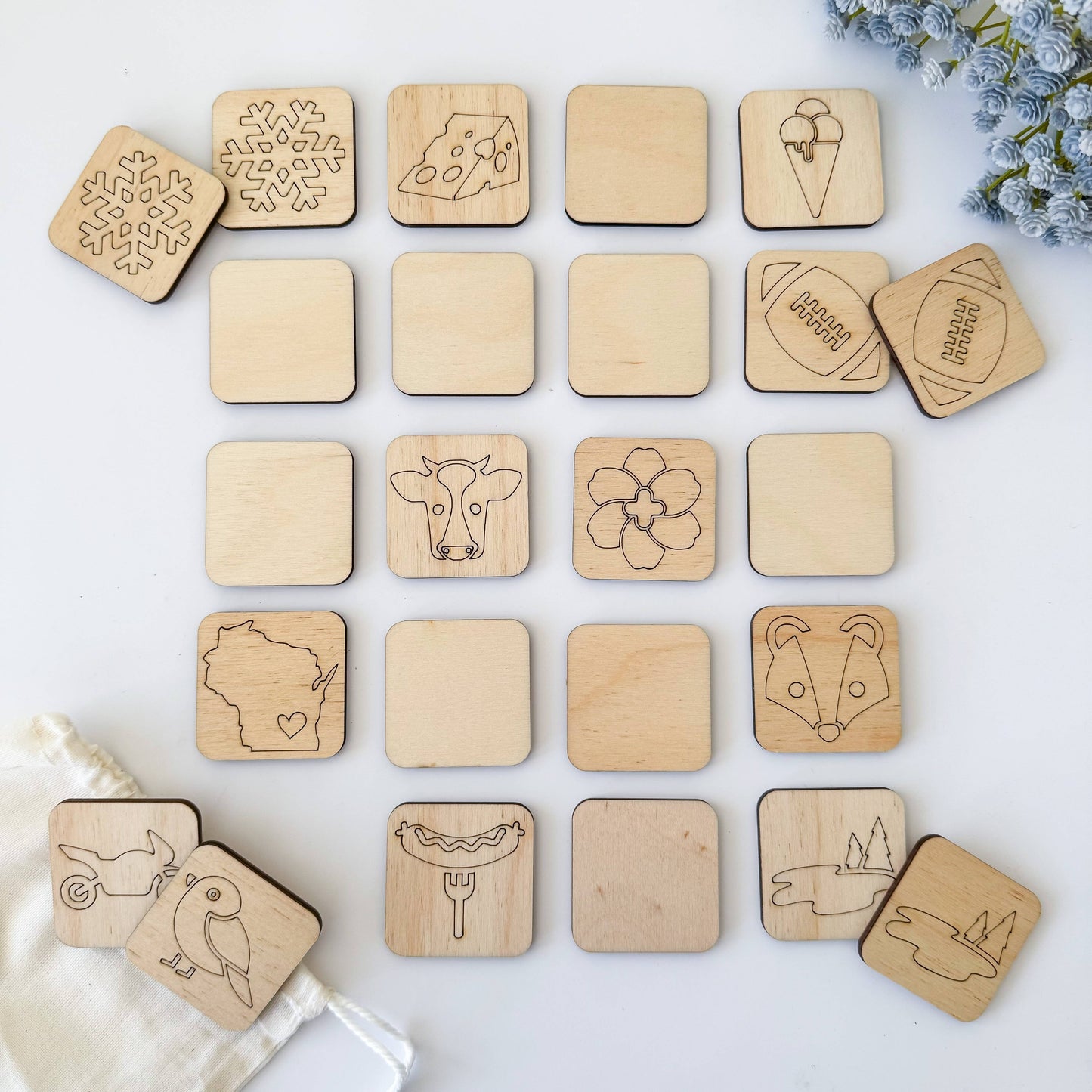 State Memory Matching Game - Wood Memory Game