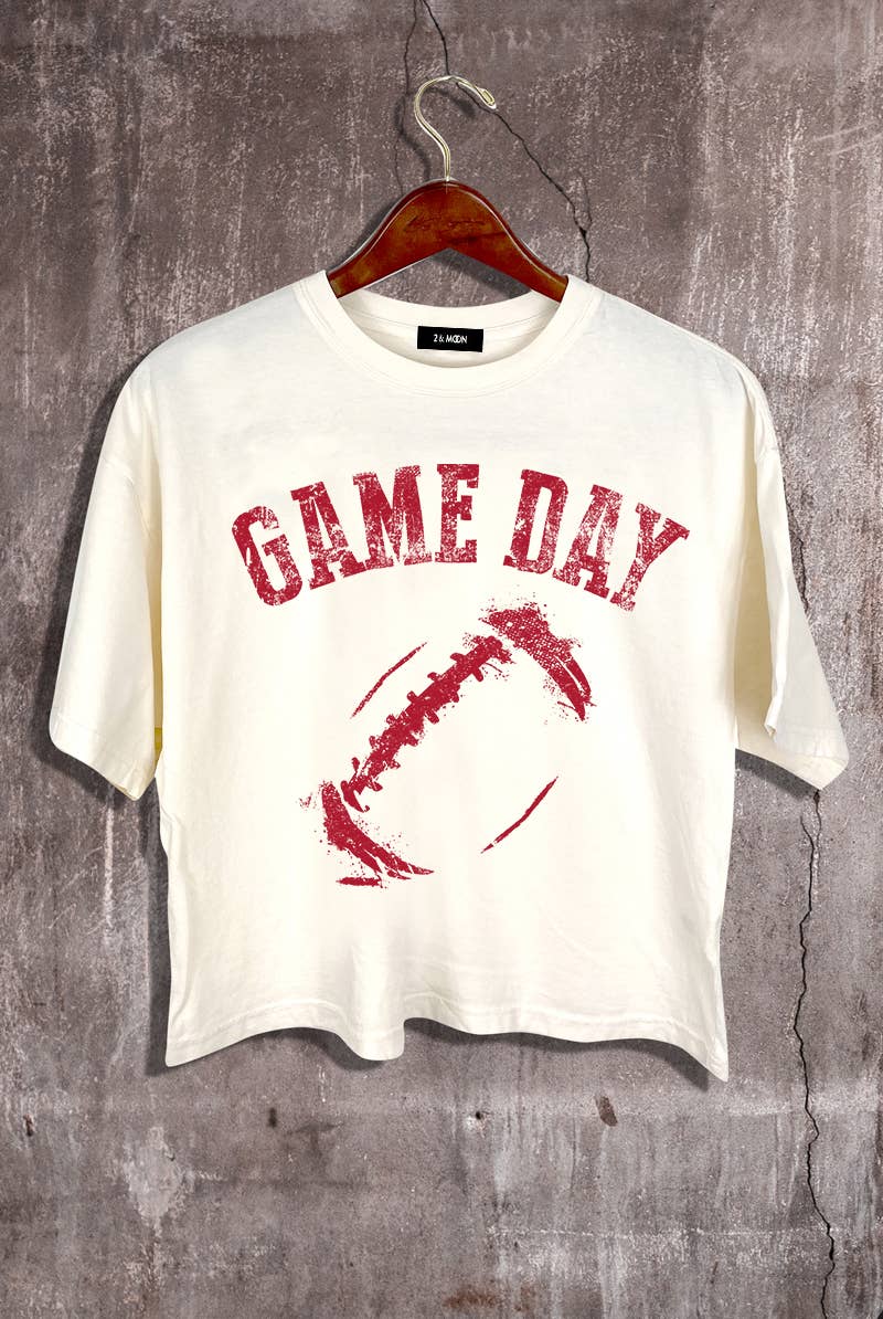 Cropped T-Shirt - Game Day Football Graphic
