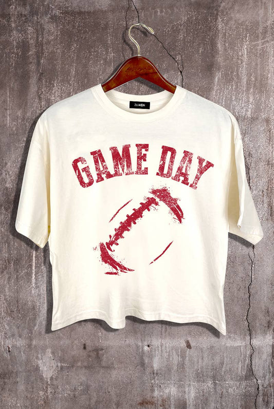 Cropped T-Shirt - Game Day Football Graphic
