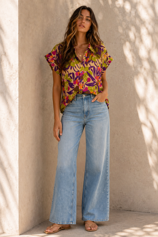 Shirt -Relaxed Button-Up Floral