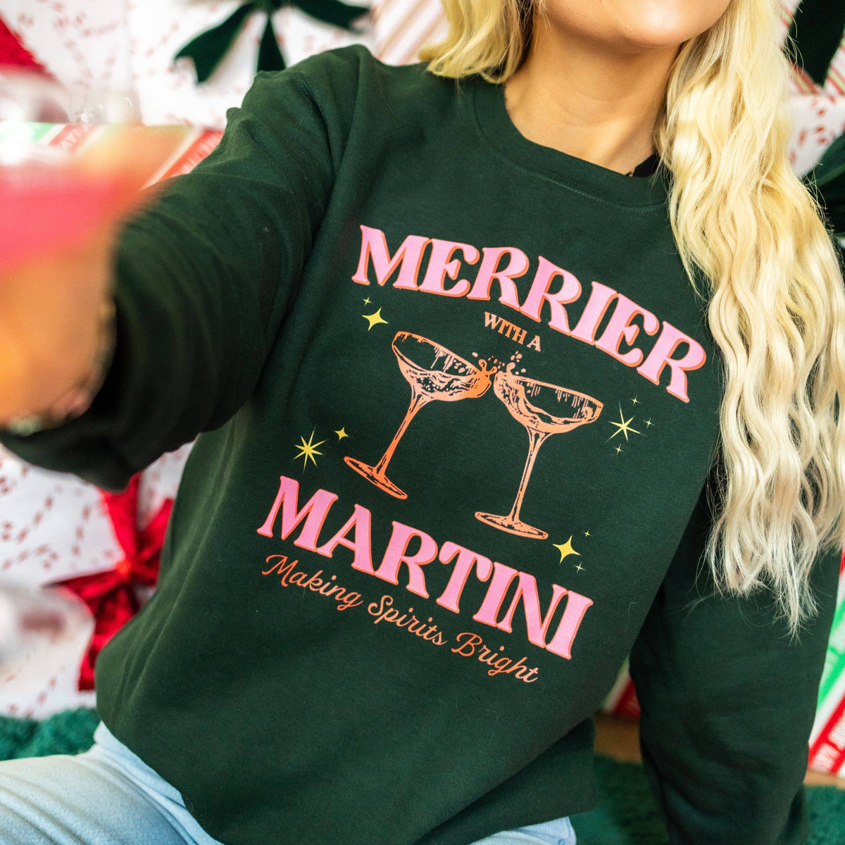 Sweatshirt - Merrier with a Martini