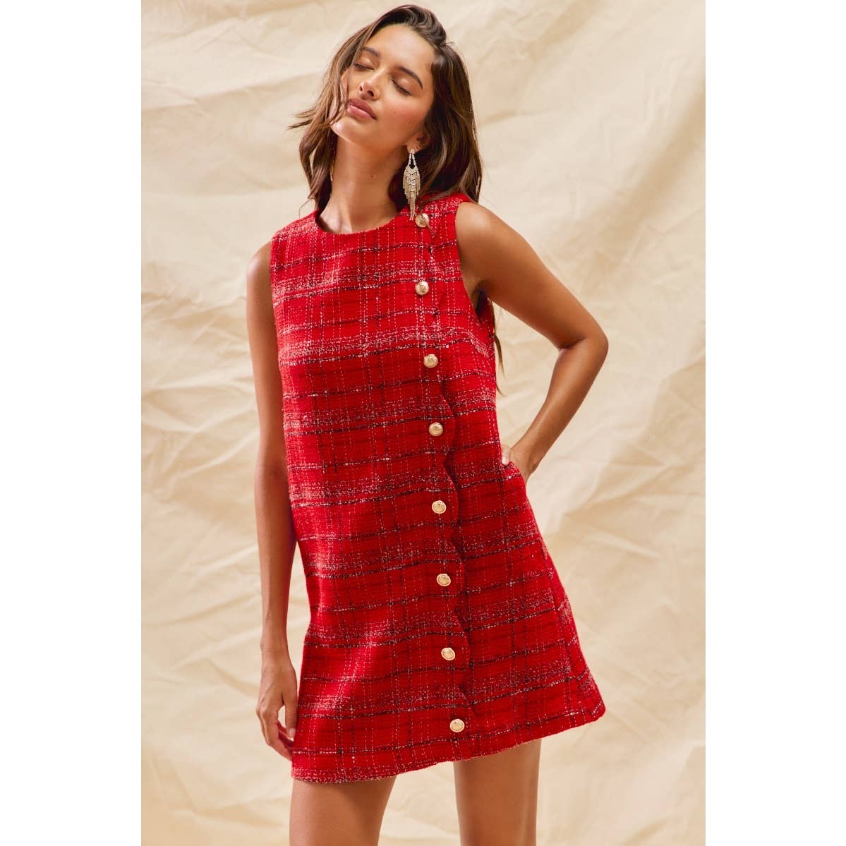 Dress- Christmas Tweed Scalloped