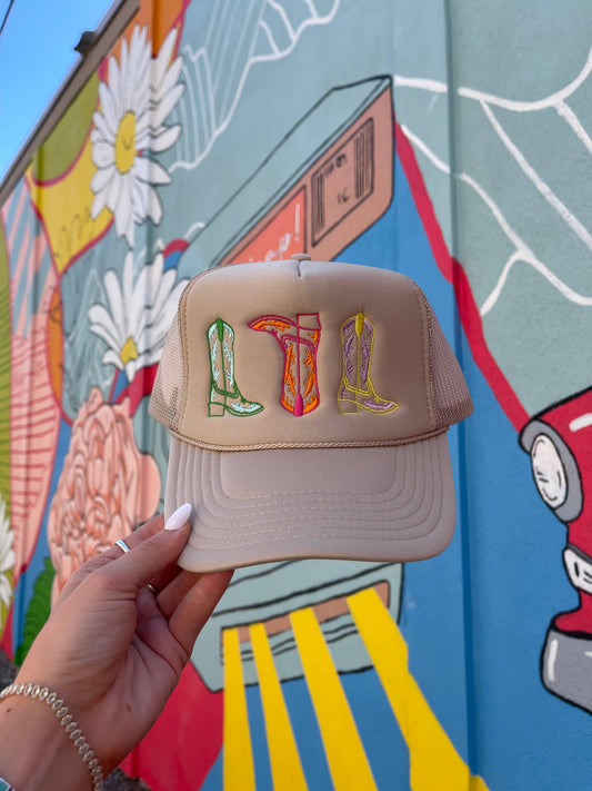 Hat - Colorful 3 Boot Embroidered