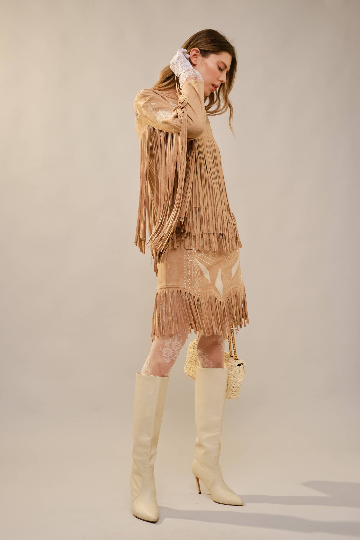 Skirt - Western Embroidered Fringe Laser Cut