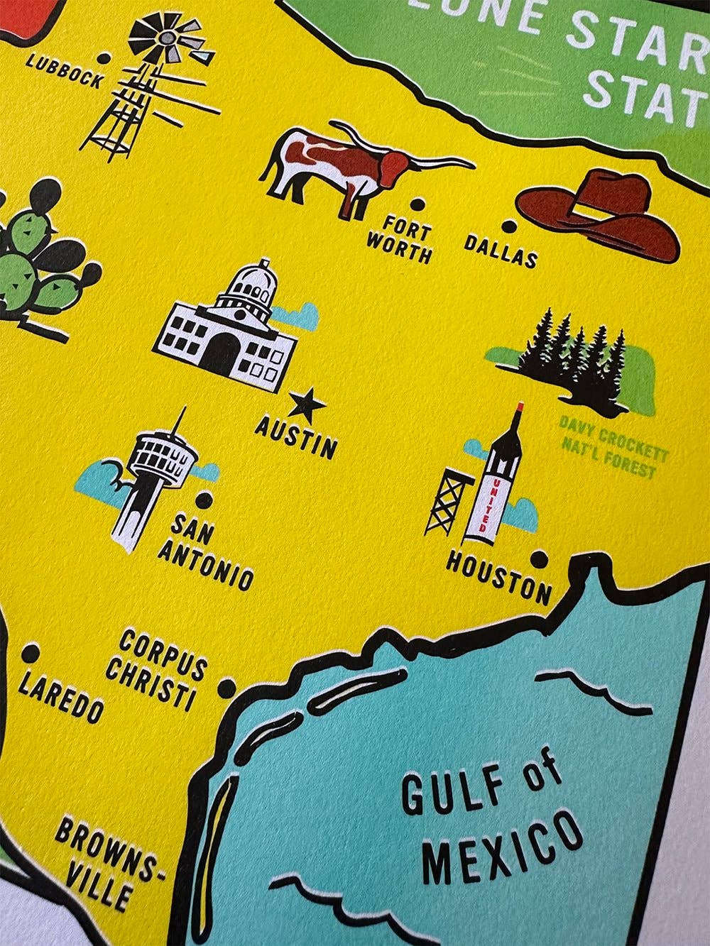 Texas Cities Digital Print