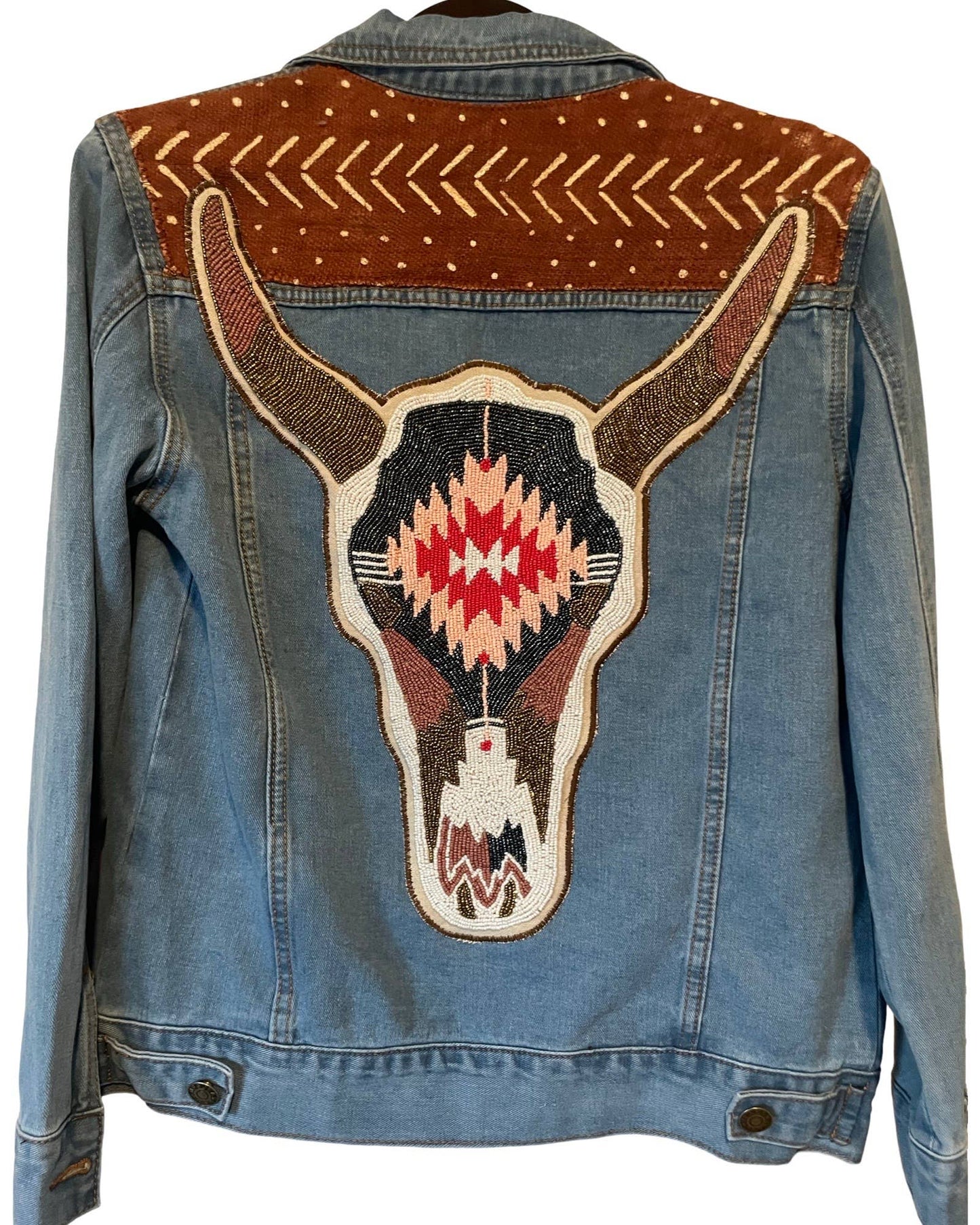Denim Jacket -  Southwest Cow Skull
