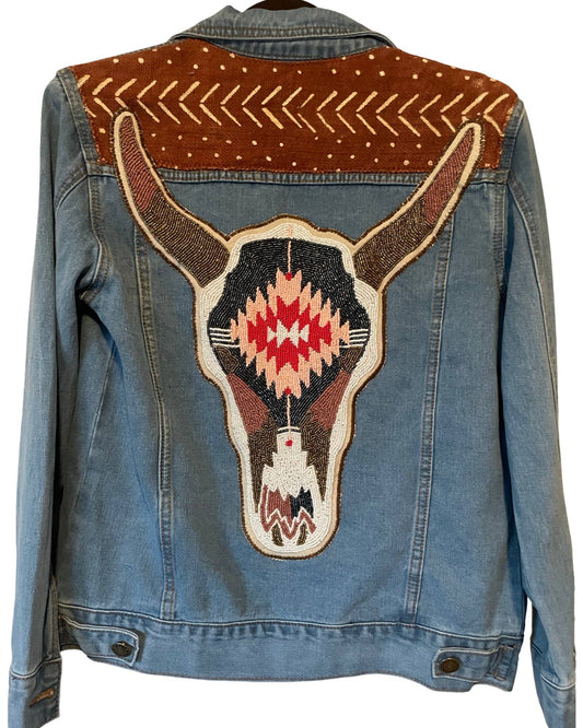 Denim Jacket -  Southwest Cow Skull