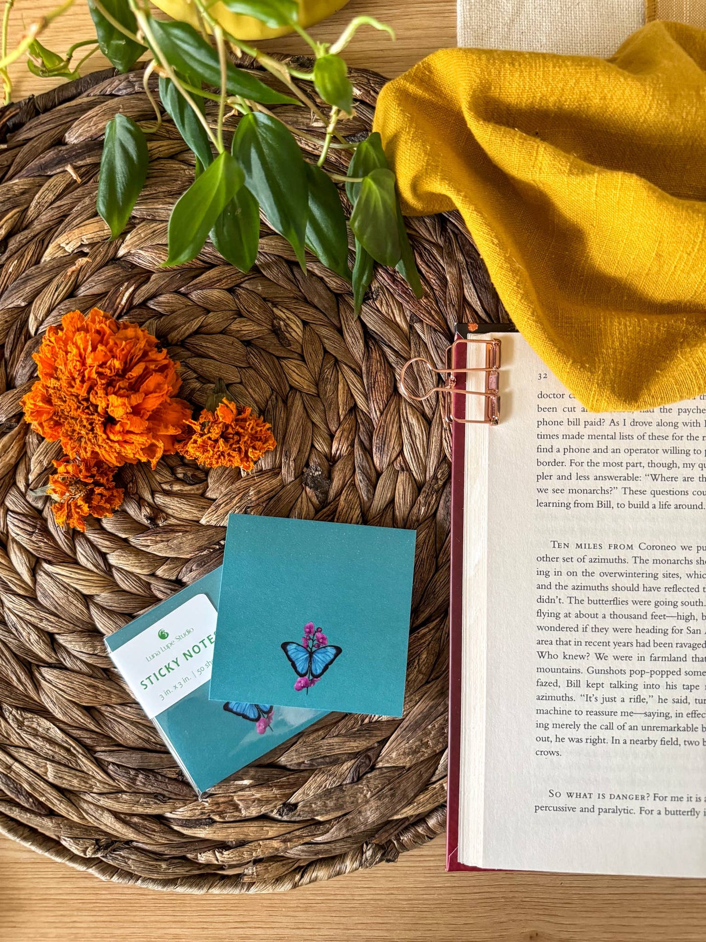 Blue Morpho Butterfly Sticky Notes