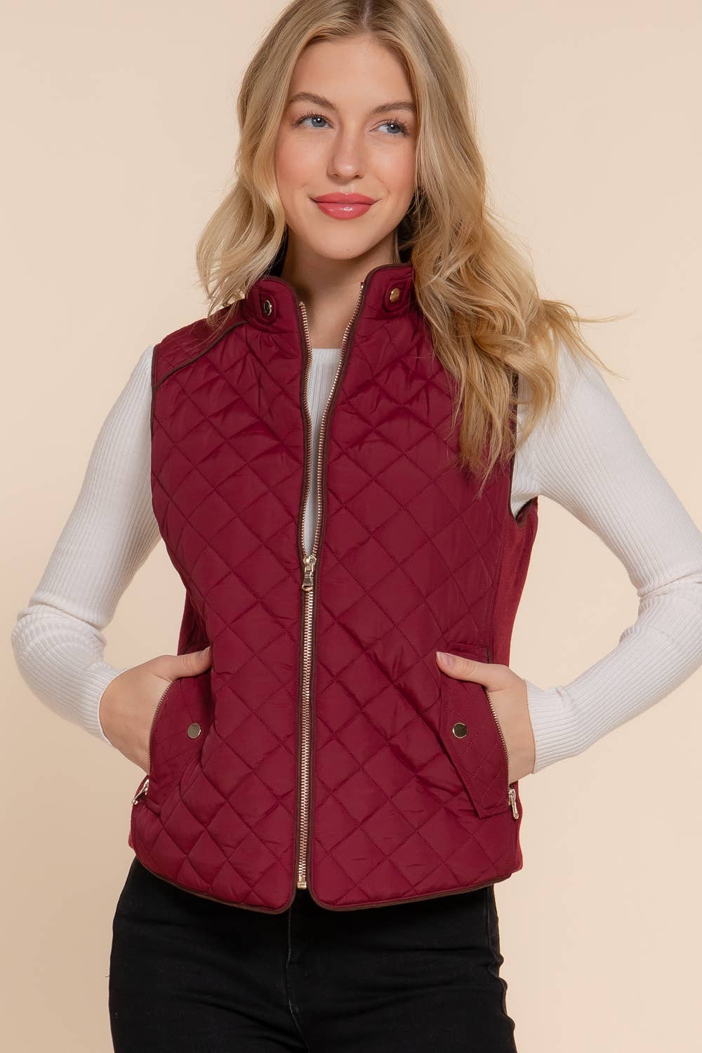 Vest- Quilted Suede Trim