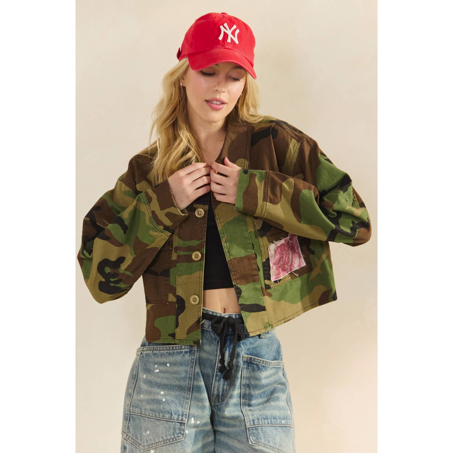 Jacket- Camo/Floral Patch