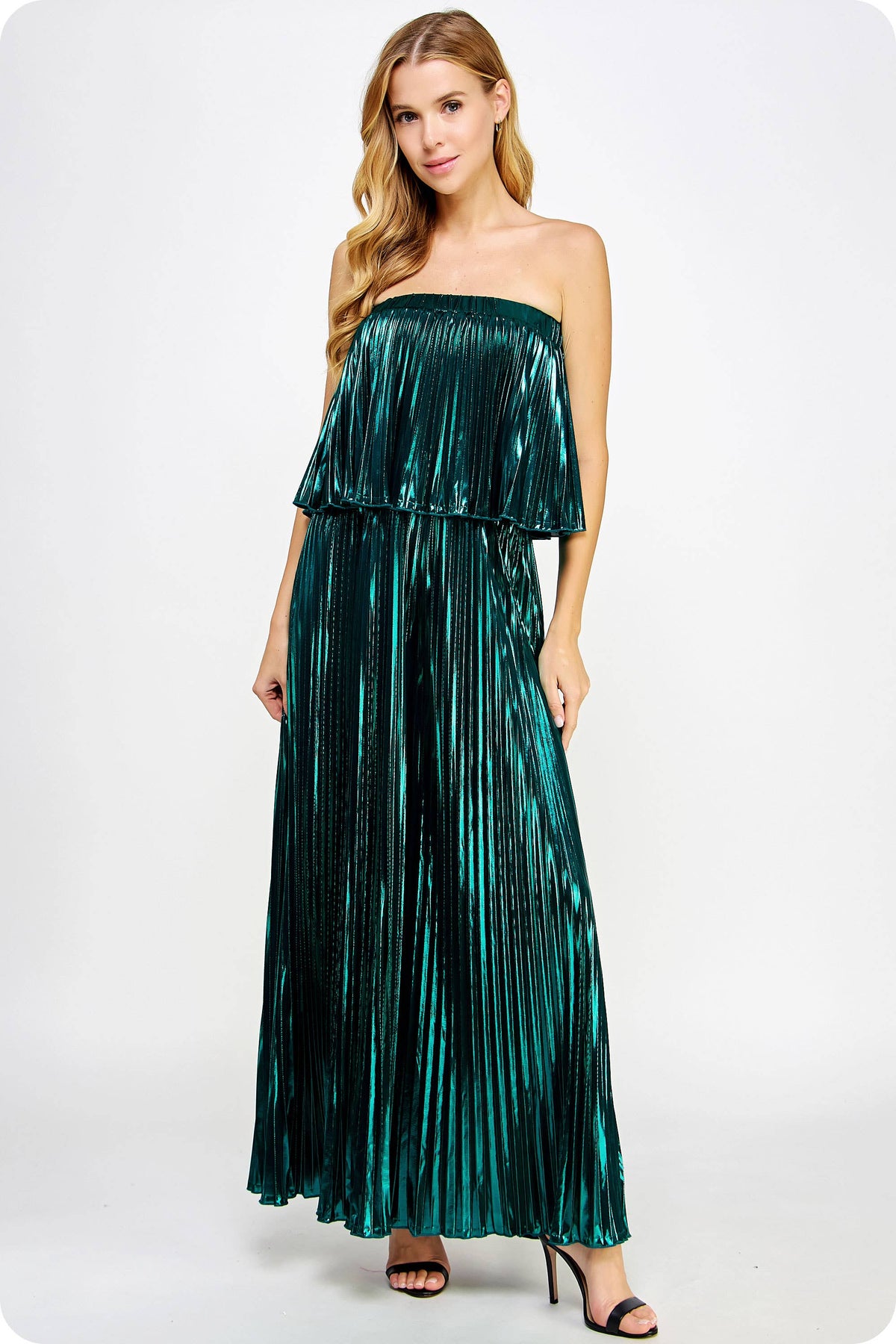 Jumpsuit - Pleated Metallic Tube